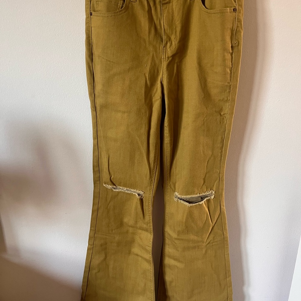 Indigo Rein Green Flare Wide Leg Jeans Retro Style